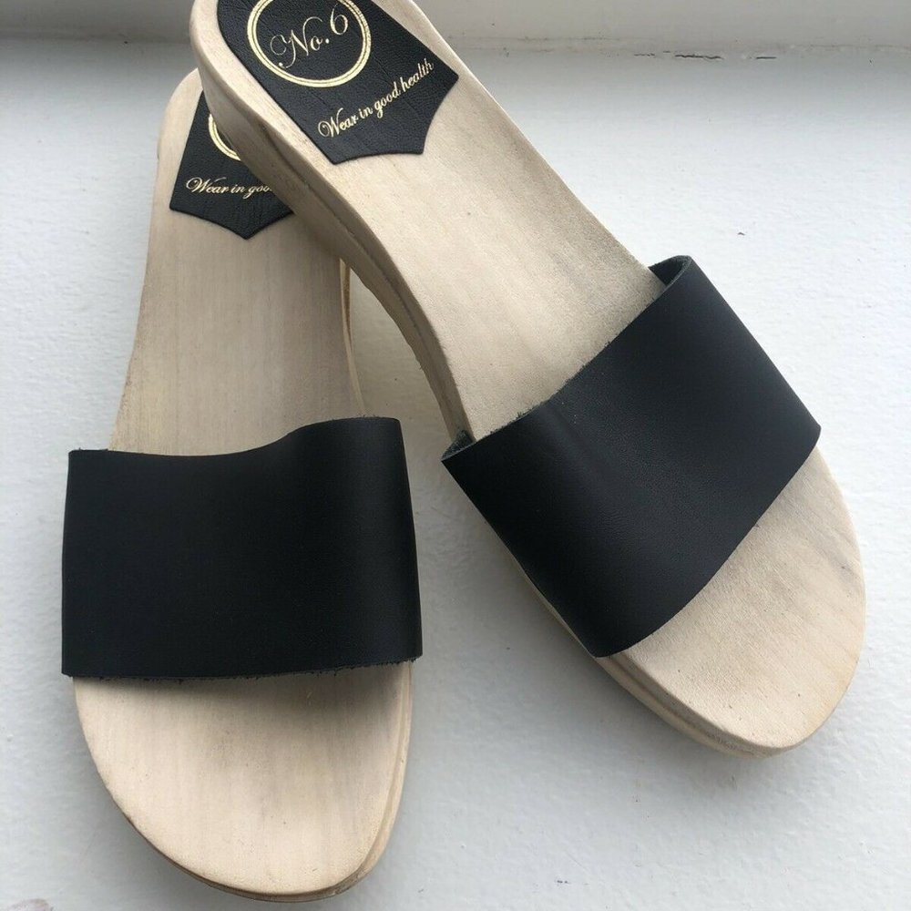 NO. 6 STORE - NO. 6 CLOG - LINE SANDAL ON FLAT BASE - BLACK - SIZE 39 / 9 - NEW